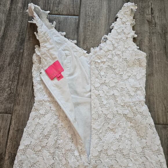 Lilly Pulitzer Reeve Shift Dress Womens 2 White Papillion Lace Scalloped Bridal - Picture 11 of 14